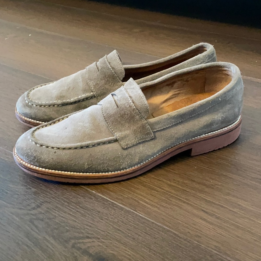 J.Crew Ludlow Penny Loafers in Grey Suede